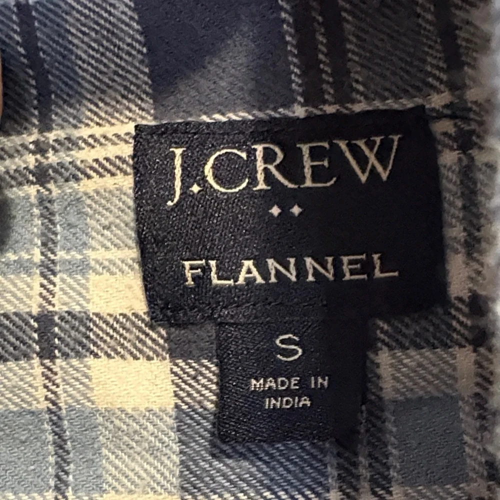 J. Crew Blue and White Plaid flannel Button-Down Shirt small
